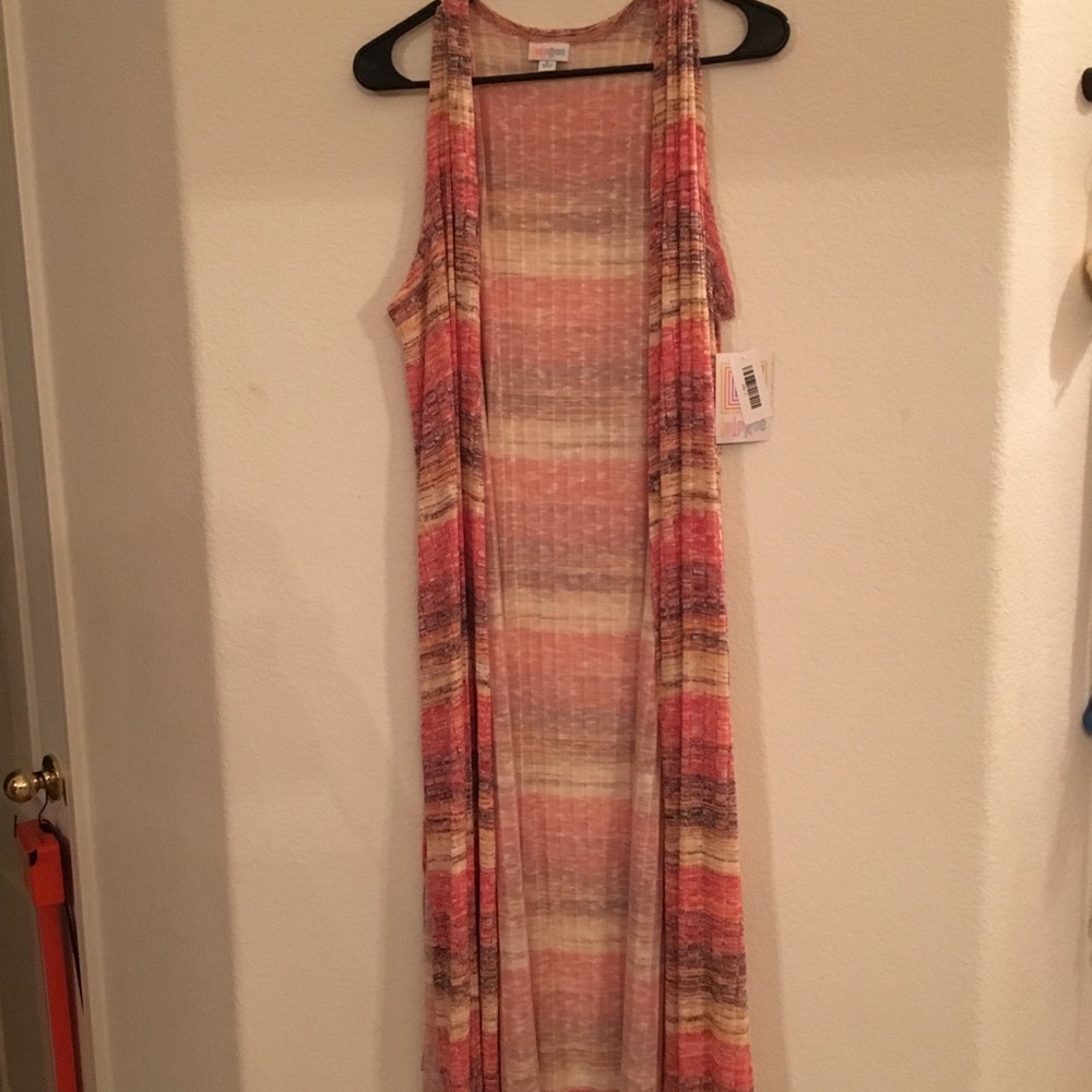 Lularoe Joy Cardigan Vest NWT L Orange Fall